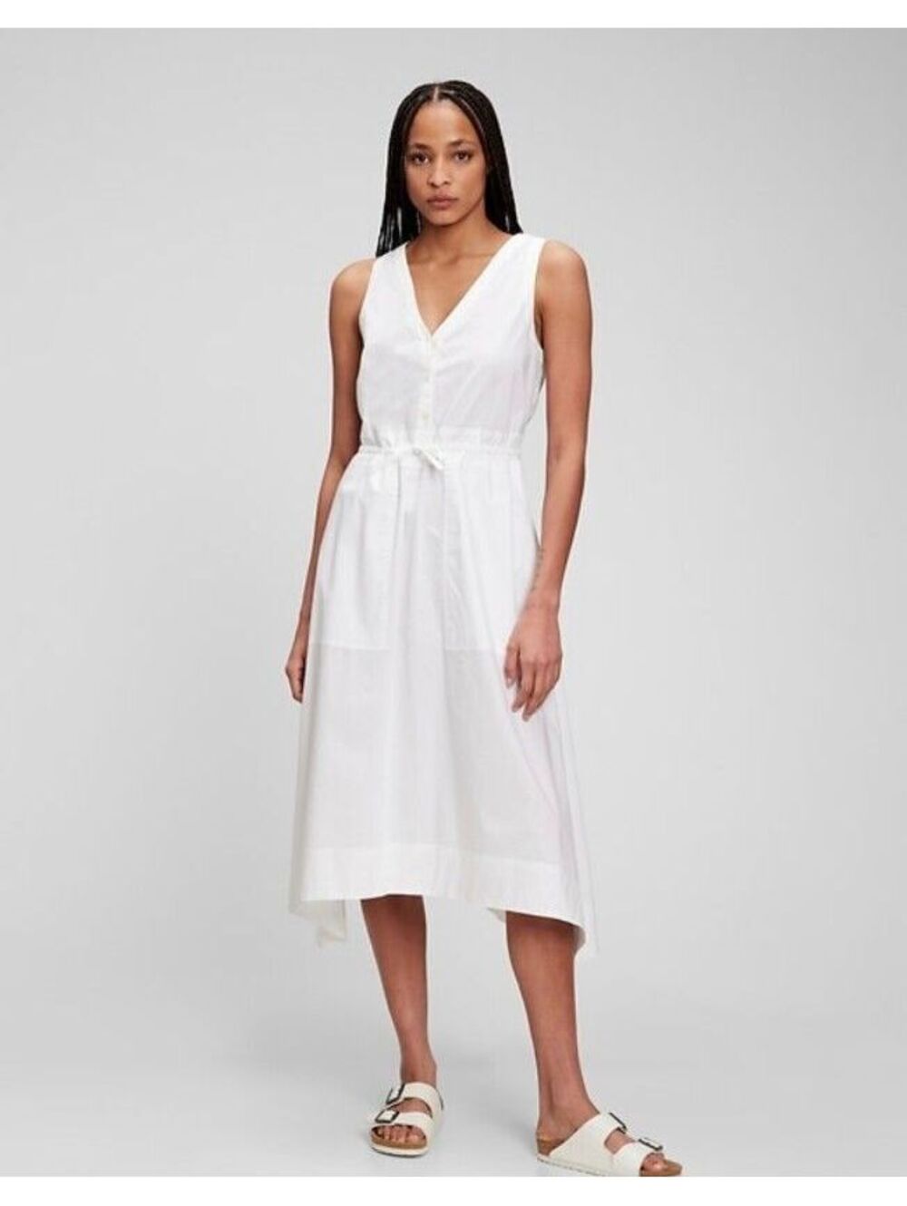 Gap Tie-Waist Midi Dress White sundress casual cotton